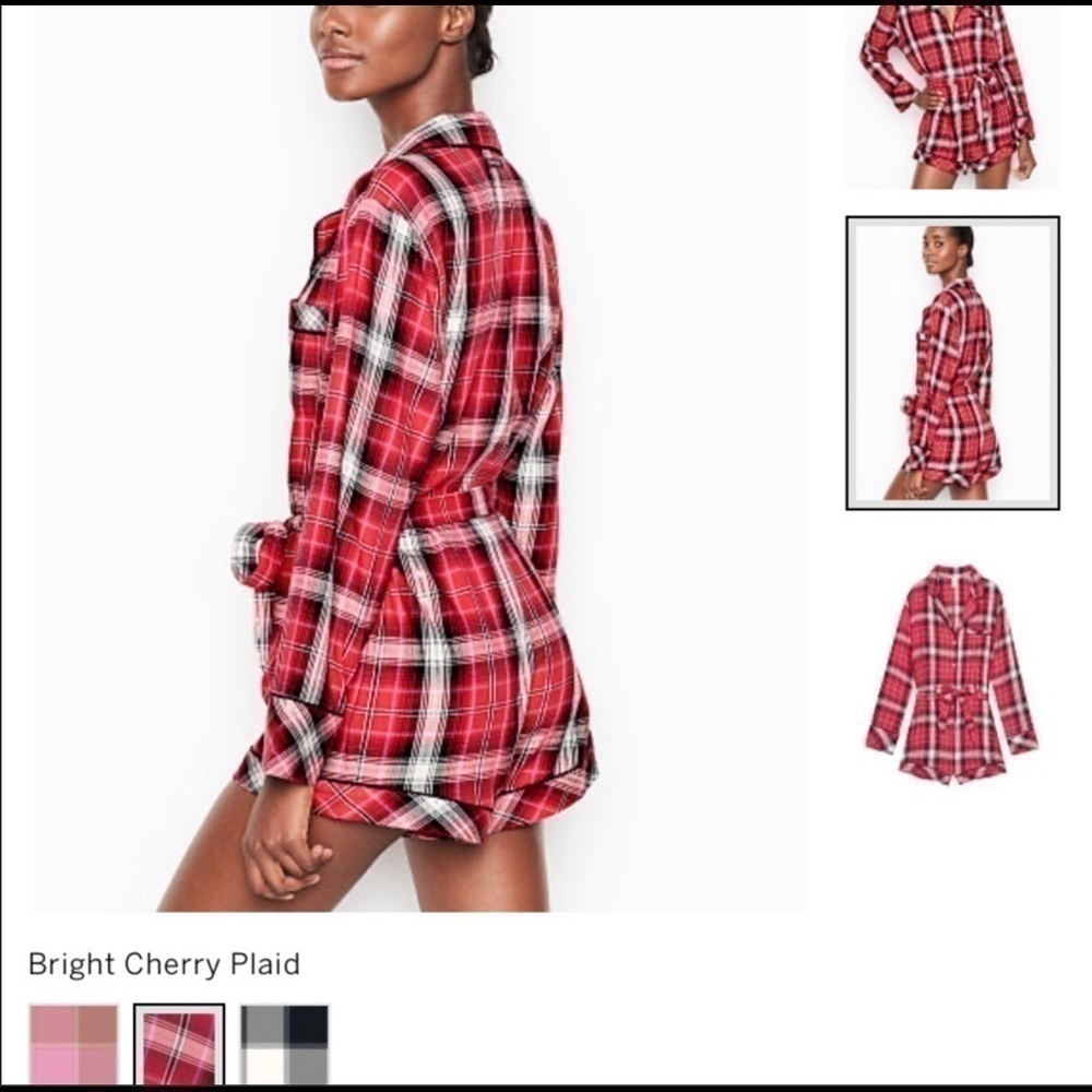 VS flannel tie romper sz:M